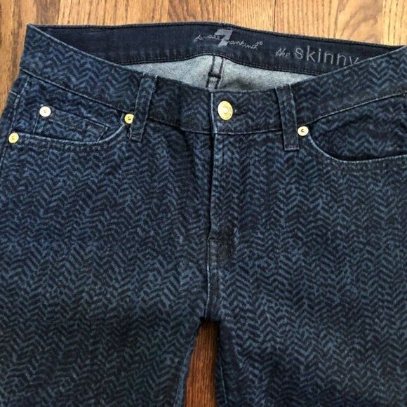 The Skinny Herringbone Pattern Jeans 7FAM Size 28 - Picture 5 of 7